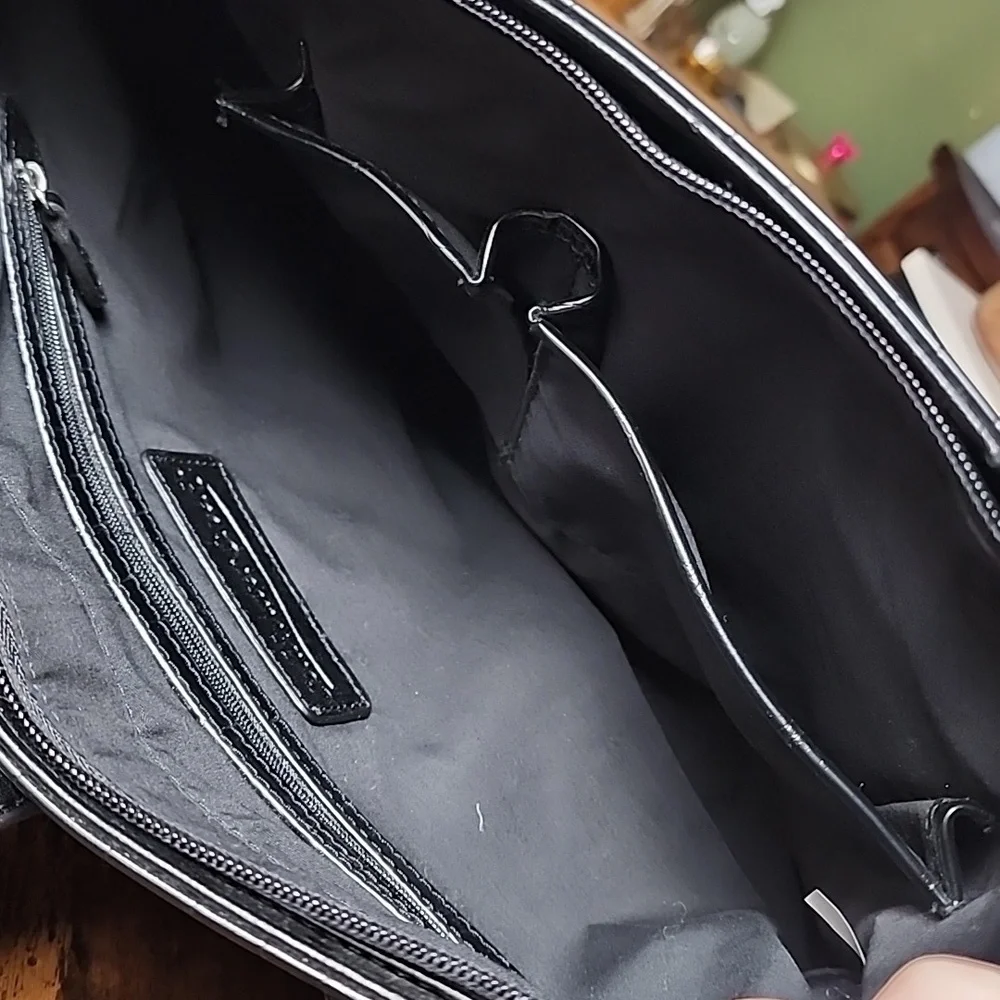 COLDWATER CREEK | Elegant Black Crocodile-Embossed‎ Faux Leather Tote Handbag